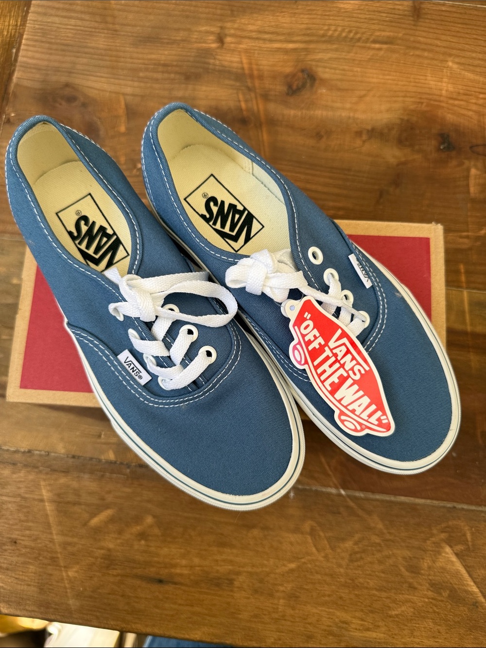 Vans Blue Canvas Low-Top Sneakers with White Laces
